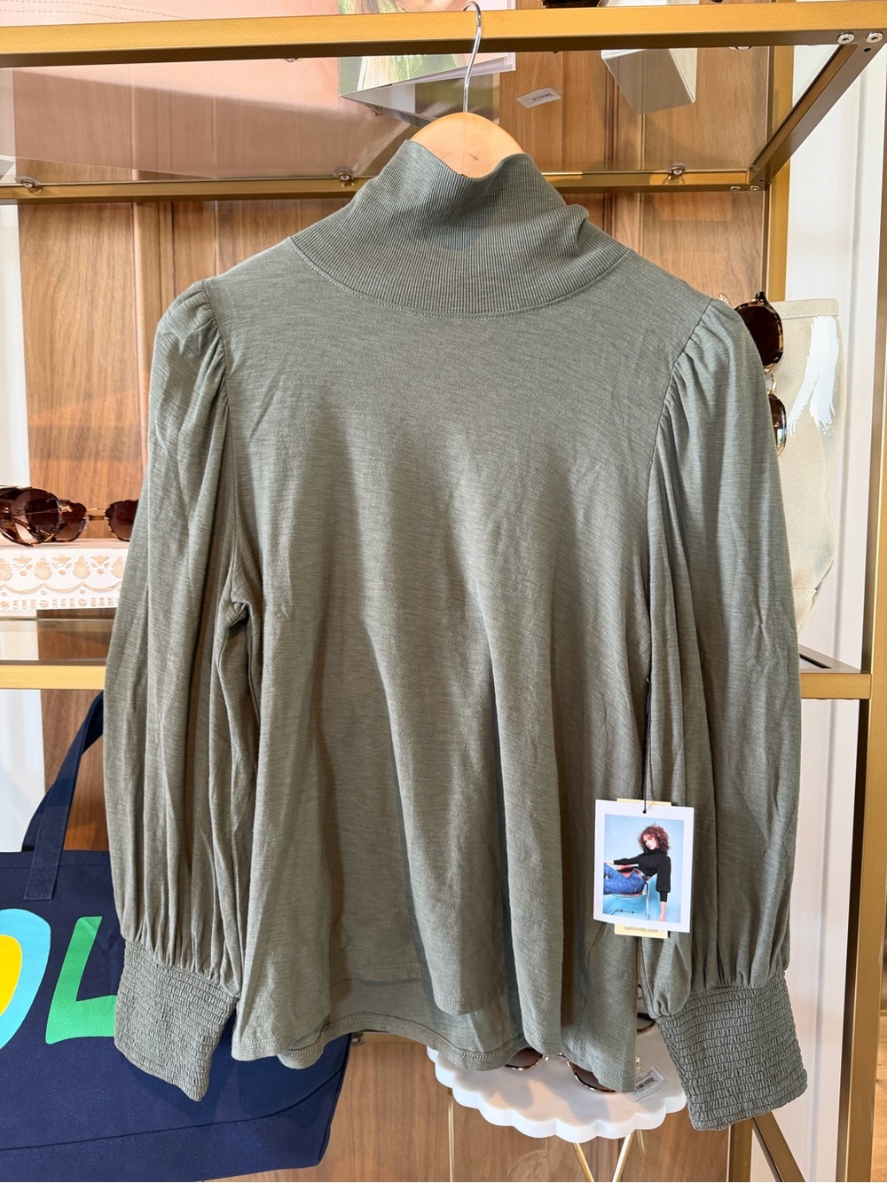 Nation LTD Olive Green Long Sleeve Turtleneck Top